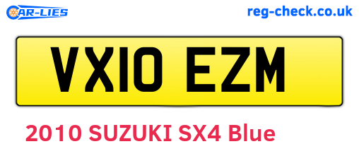 VX10EZM are the vehicle registration plates.