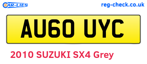 AU60UYC are the vehicle registration plates.