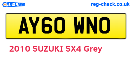 AY60WNO are the vehicle registration plates.
