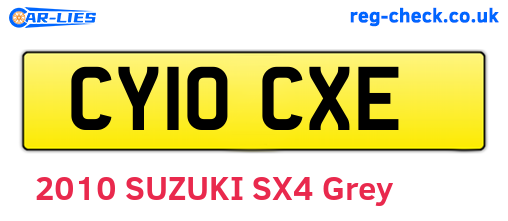 CY10CXE are the vehicle registration plates.