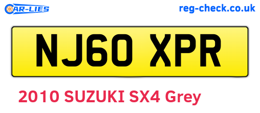 NJ60XPR are the vehicle registration plates.