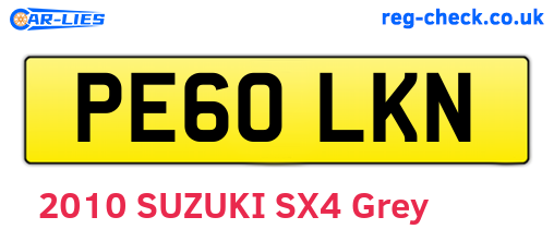 PE60LKN are the vehicle registration plates.