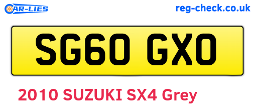 SG60GXO are the vehicle registration plates.