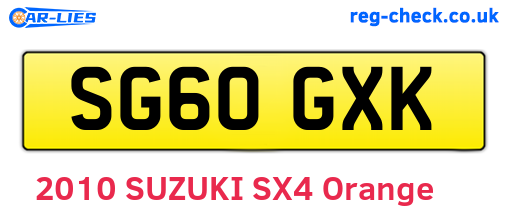 SG60GXK are the vehicle registration plates.