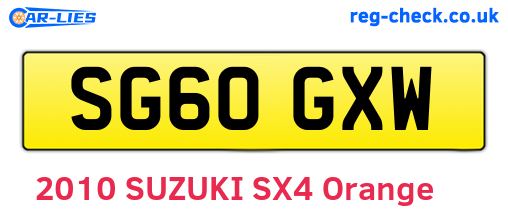 SG60GXW are the vehicle registration plates.