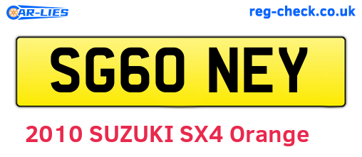 SG60NEY are the vehicle registration plates.