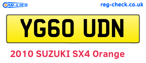 YG60UDN are the vehicle registration plates.