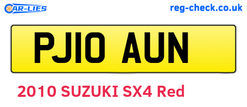 PJ10AUN are the vehicle registration plates.