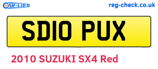 SD10PUX are the vehicle registration plates.