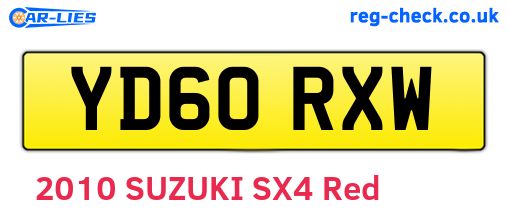 YD60RXW are the vehicle registration plates.