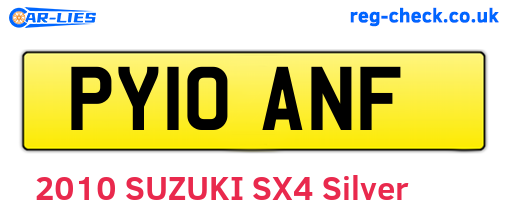 PY10ANF are the vehicle registration plates.