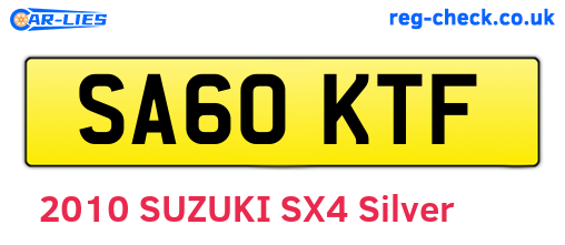 SA60KTF are the vehicle registration plates.