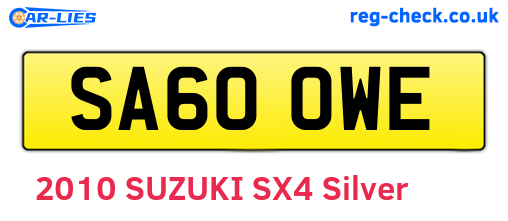 SA60OWE are the vehicle registration plates.