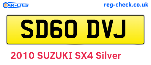 SD60DVJ are the vehicle registration plates.