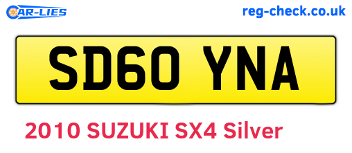 SD60YNA are the vehicle registration plates.