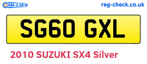 SG60GXL are the vehicle registration plates.