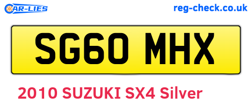 SG60MHX are the vehicle registration plates.
