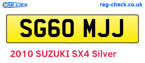 SG60MJJ are the vehicle registration plates.