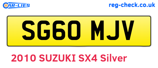 SG60MJV are the vehicle registration plates.