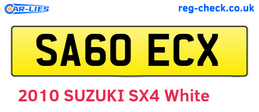 SA60ECX are the vehicle registration plates.