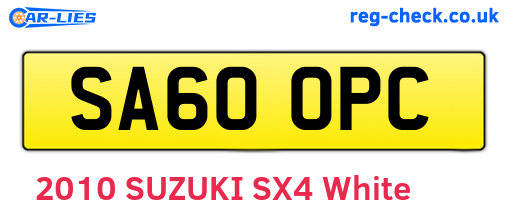 SA60OPC are the vehicle registration plates.