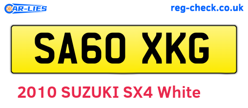 SA60XKG are the vehicle registration plates.