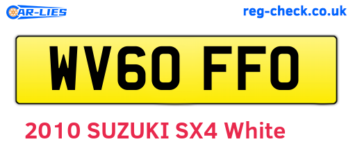 WV60FFO are the vehicle registration plates.