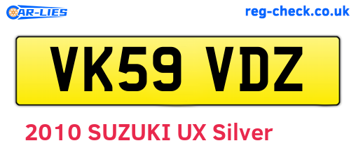 VK59VDZ are the vehicle registration plates.