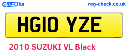 HG10YZE are the vehicle registration plates.