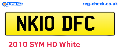 NK10DFC are the vehicle registration plates.