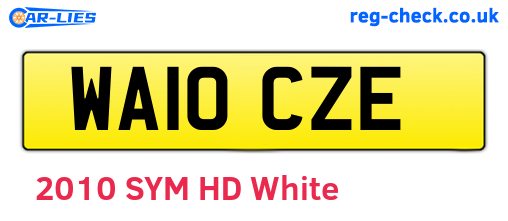 WA10CZE are the vehicle registration plates.