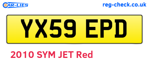 YX59EPD are the vehicle registration plates.
