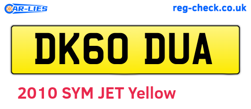 DK60DUA are the vehicle registration plates.