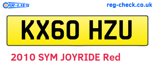 KX60HZU are the vehicle registration plates.