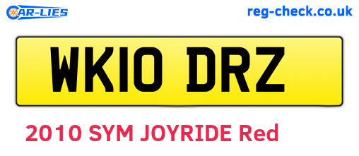 WK10DRZ are the vehicle registration plates.