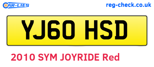 YJ60HSD are the vehicle registration plates.
