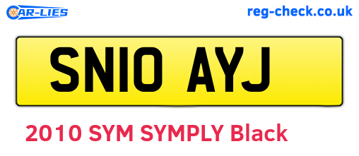 SN10AYJ are the vehicle registration plates.