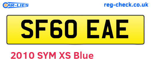SF60EAE are the vehicle registration plates.