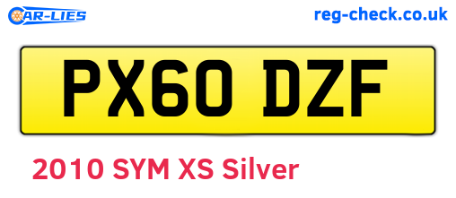 PX60DZF are the vehicle registration plates.
