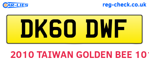 DK60DWF are the vehicle registration plates.