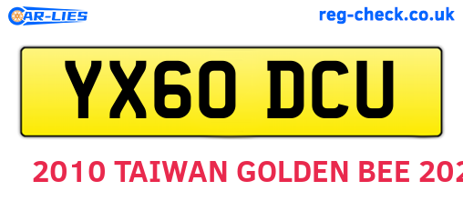 YX60DCU are the vehicle registration plates.