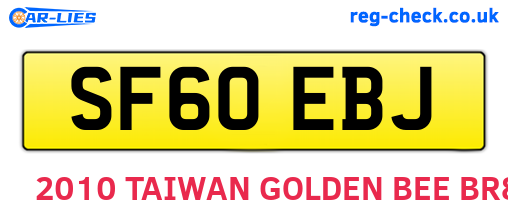 SF60EBJ are the vehicle registration plates.
