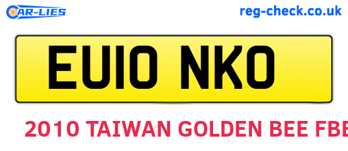 EU10NKO are the vehicle registration plates.