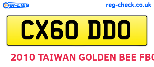 CX60DDO are the vehicle registration plates.