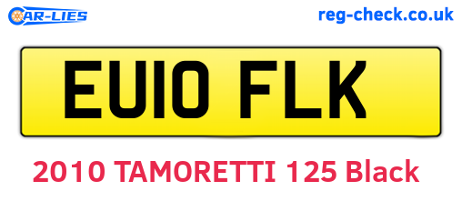 EU10FLK are the vehicle registration plates.