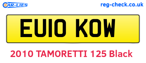 EU10KOW are the vehicle registration plates.