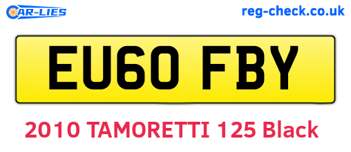 EU60FBY are the vehicle registration plates.