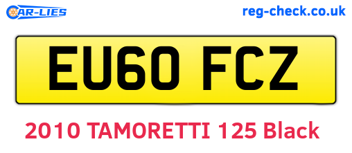 EU60FCZ are the vehicle registration plates.