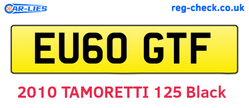 EU60GTF are the vehicle registration plates.