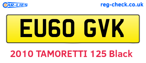 EU60GVK are the vehicle registration plates.